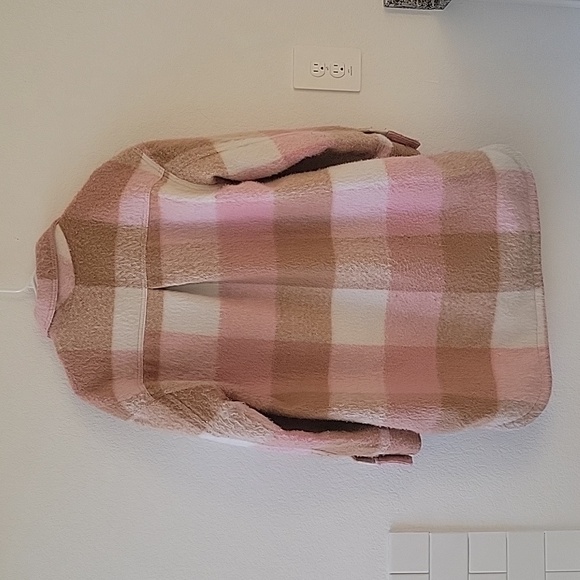 Printed Flannel Long Utility Shacket Women's medium pink - Picture 4 of 6